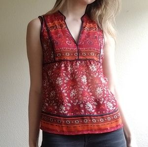 Red Floral Sleeveless Top